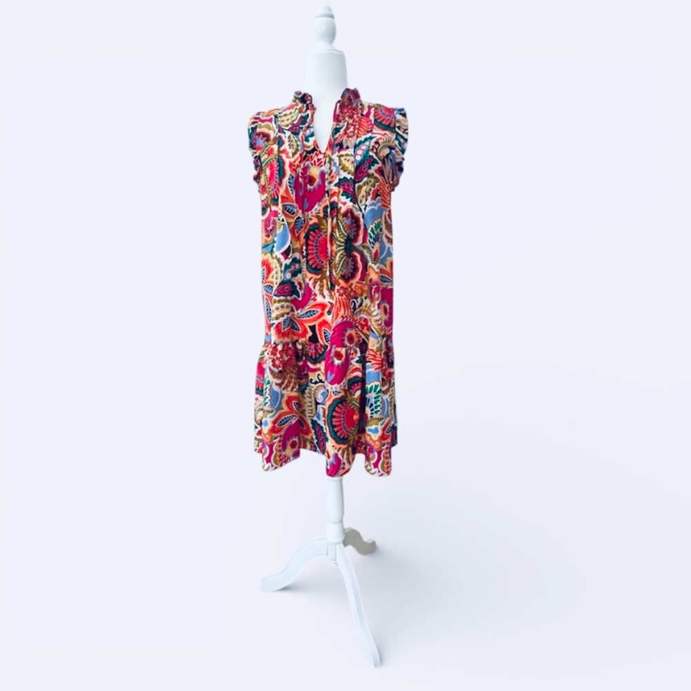 MAIA Colorful Paisley Print Sleeveless Shift Dress NWOT